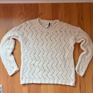 Anthropologie Cream Akemi + Kin Open Knit Cotton crew neck Sweater XS
